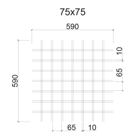 Грильято ячейка 75x75, высота 30 мм, ширина 10 мм, белый матовый