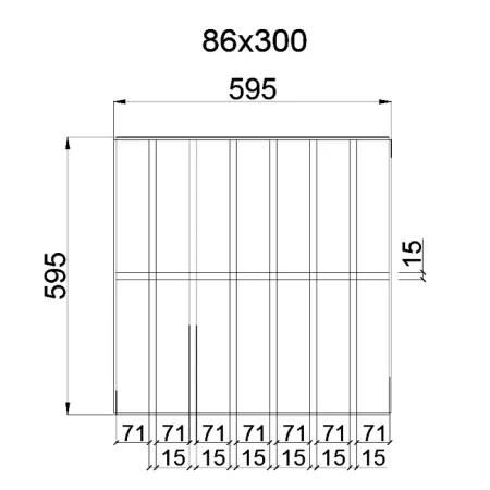 Грильято GL-15 Жалюзи ячейка 86x300, высота 37 мм, ширина 15 мм, белый оцинк