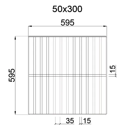 Грильято GL-15 Жалюзи ячейка 50x300, высота 47 мм, ширина 15 мм, черный
