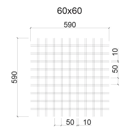Грильято ячейка 60х60, высота 30 мм, ширина 5 мм, белый матовый