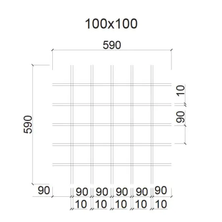 Грильято ячейка 100x100, высота 30 мм, ширина 5 мм, белый матовый