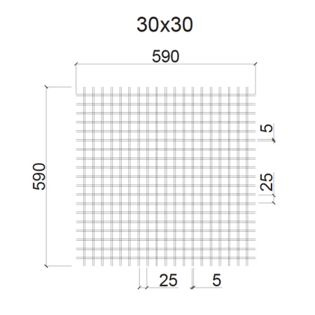 Грильято ячейка 30х30, высота 30 мм, ширина 5 мм, супер-хром