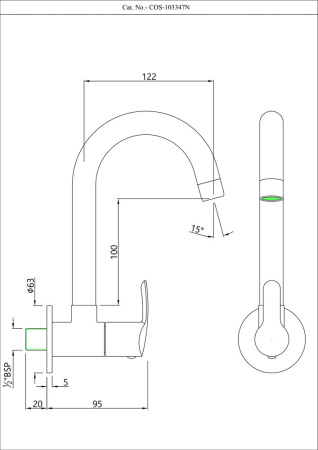 Кран для раковины в кухню Essco Cosmo COS-CHR-103347N Хром