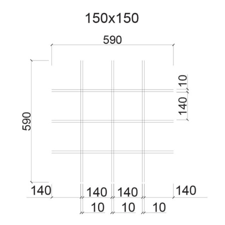 Грильято ячейка 150x150, высота 50 мм, ширина 10 мм, черный