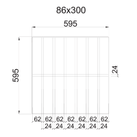 Грильято GL-24 Жалюзи ячейка 75x300, высота 34 мм, ширина 24 мм, суперхром