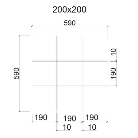 Грильято ячейка 200x200, высота 40 мм, ширина 10 мм, супер-хром